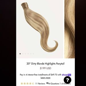 20” dirty blonde highlights Luxy ponytail extension